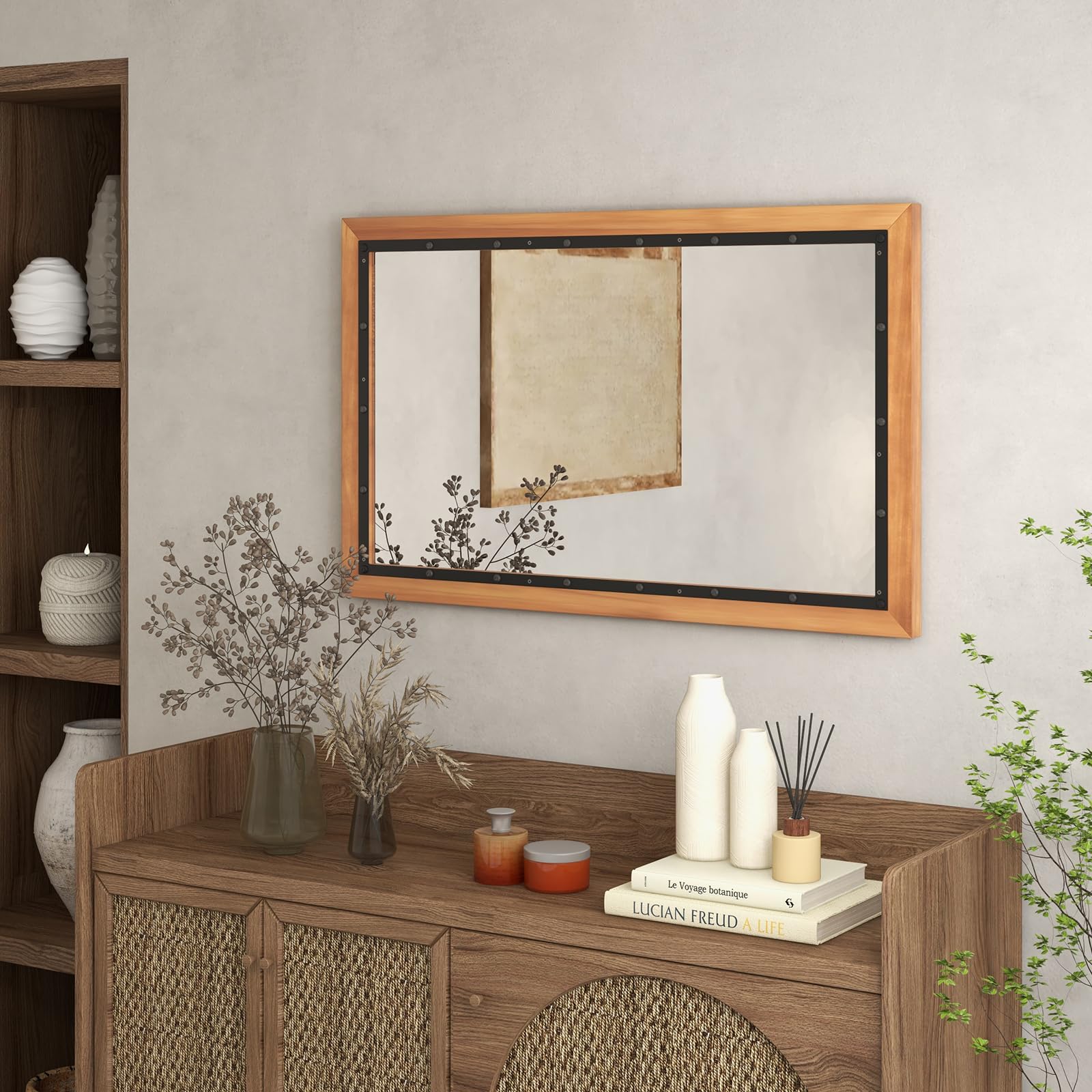 Tangkula 22" x 36" Inch Farmhouse Wall Mirror